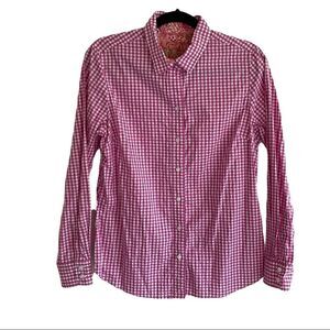 Robert GRAHAM Cotton Fuchsia White Gingham Button Front Shirt Blouse M